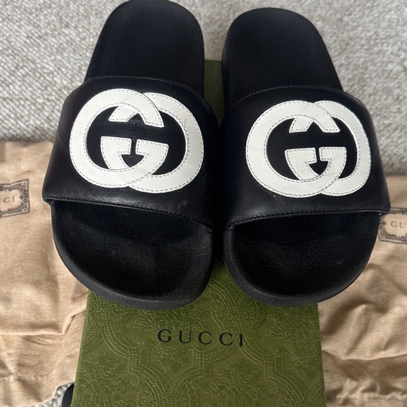 Gucci Shoes - Gucci Interlocking G Leather Slides Size 38